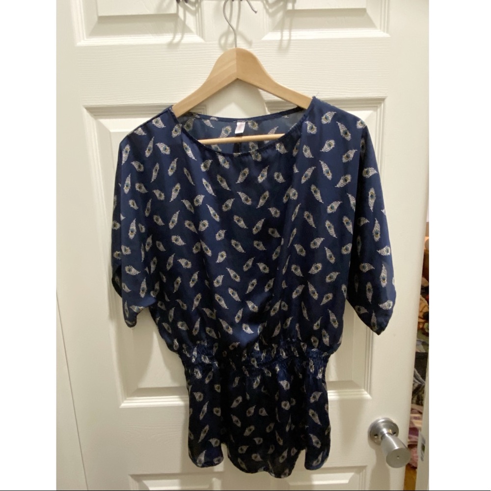 Silk paisley synched blouse